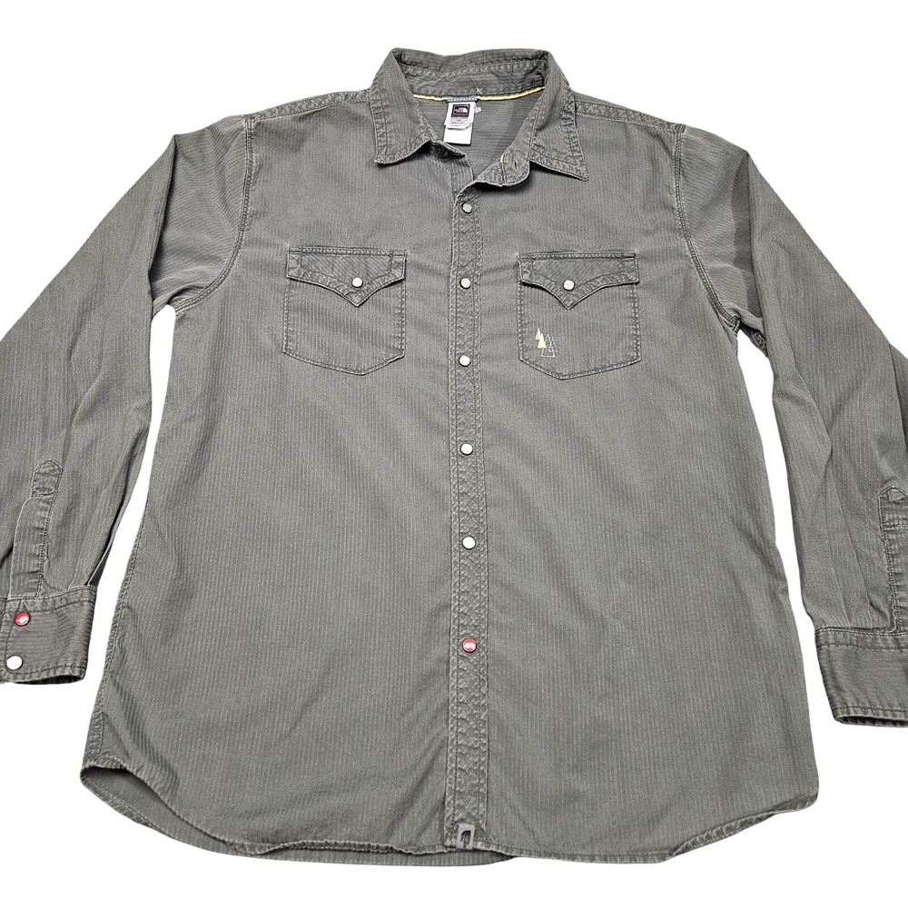 The North Face Shirt Mens Large‎ Gray A5 Series Western Snap Mountain Embroidery
